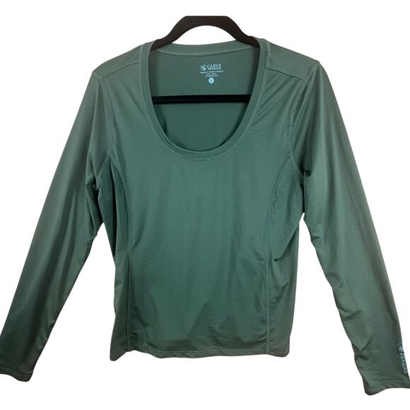 Carve Designs Women’s Long Sleeve Performance Top Green Scoop Neck Size L - Picture 2 of 8